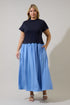 Marby Scallop Contrast Midi Dress Curve