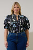 Daly Split Neck Top Trevis Floral Curve