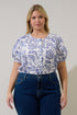 Hiller Button Down Top Virda Floral Curve