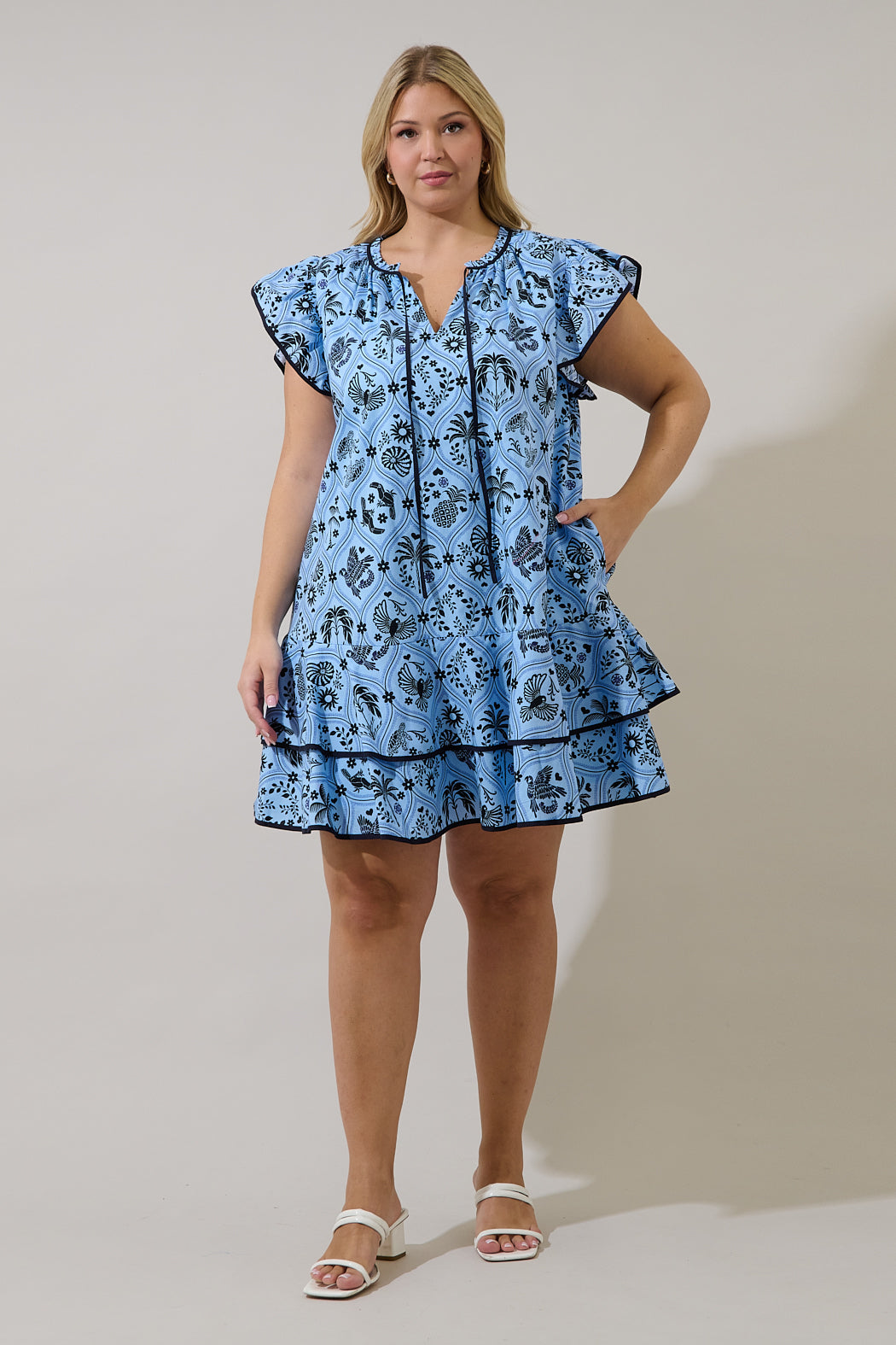 curve short dresses ASOS - Curve Scoop Neck Mini Dress - Women - Cotton - 14 US