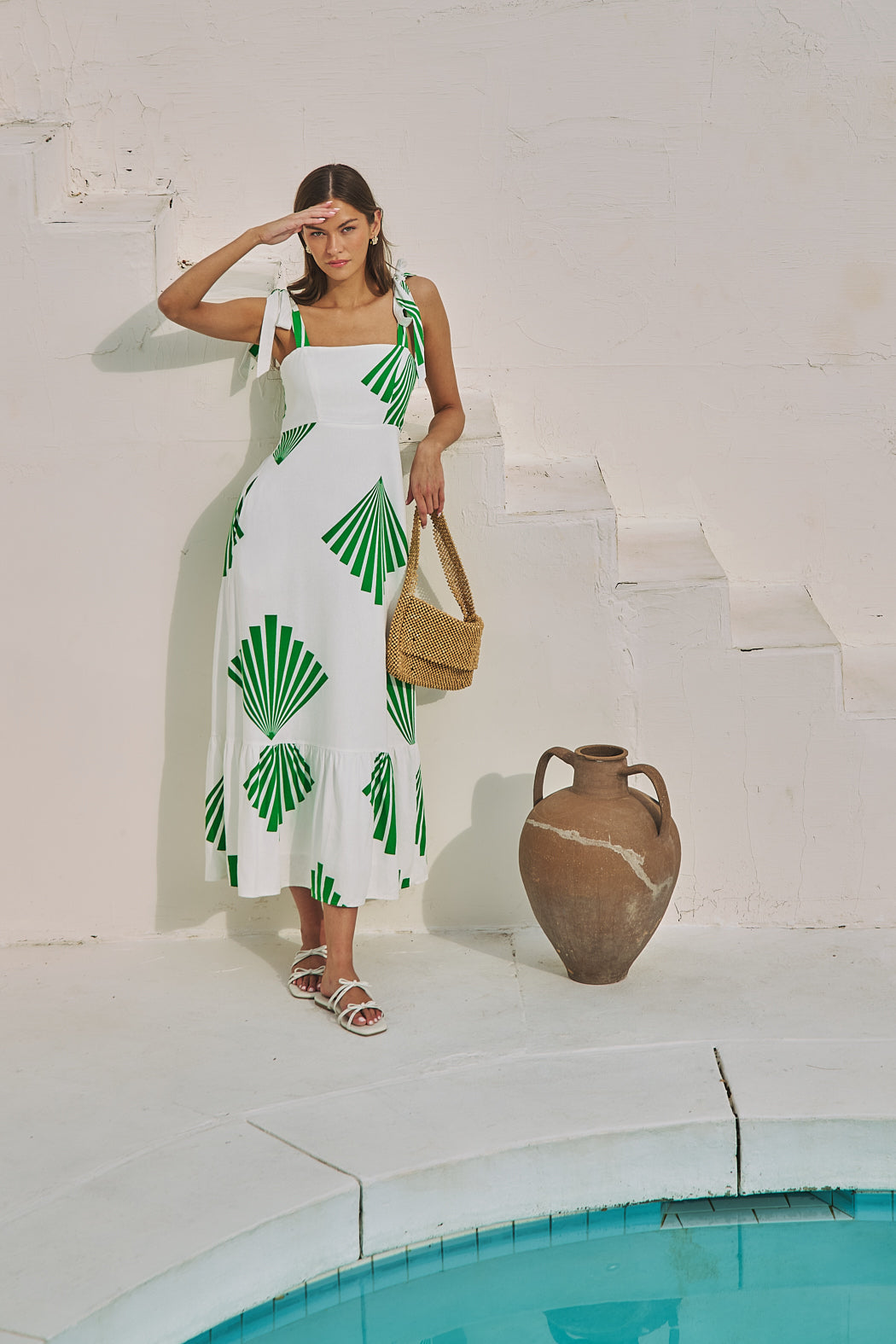 Hendy Shoulder Tie Maxi Dress Fan Breeze Sugarlips Hendy Shoulder Tie Maxi Dress Fan Breeze Sugarlips