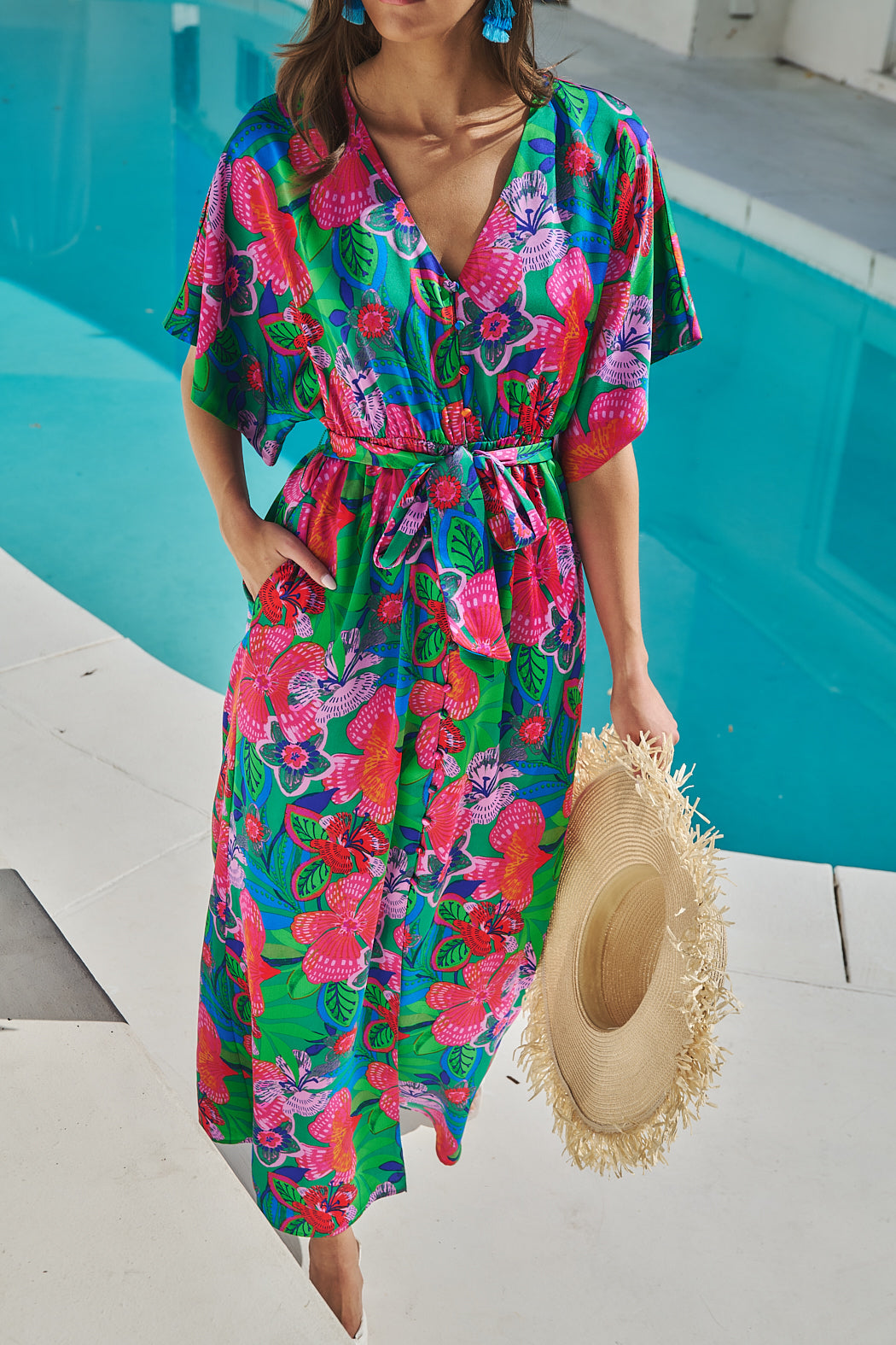 Mielle Kimono Maxi Dress Hansel Floral FUCHSIA-MULT / XS