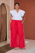 Lyn Contrast Piping Ruffle Top Curve