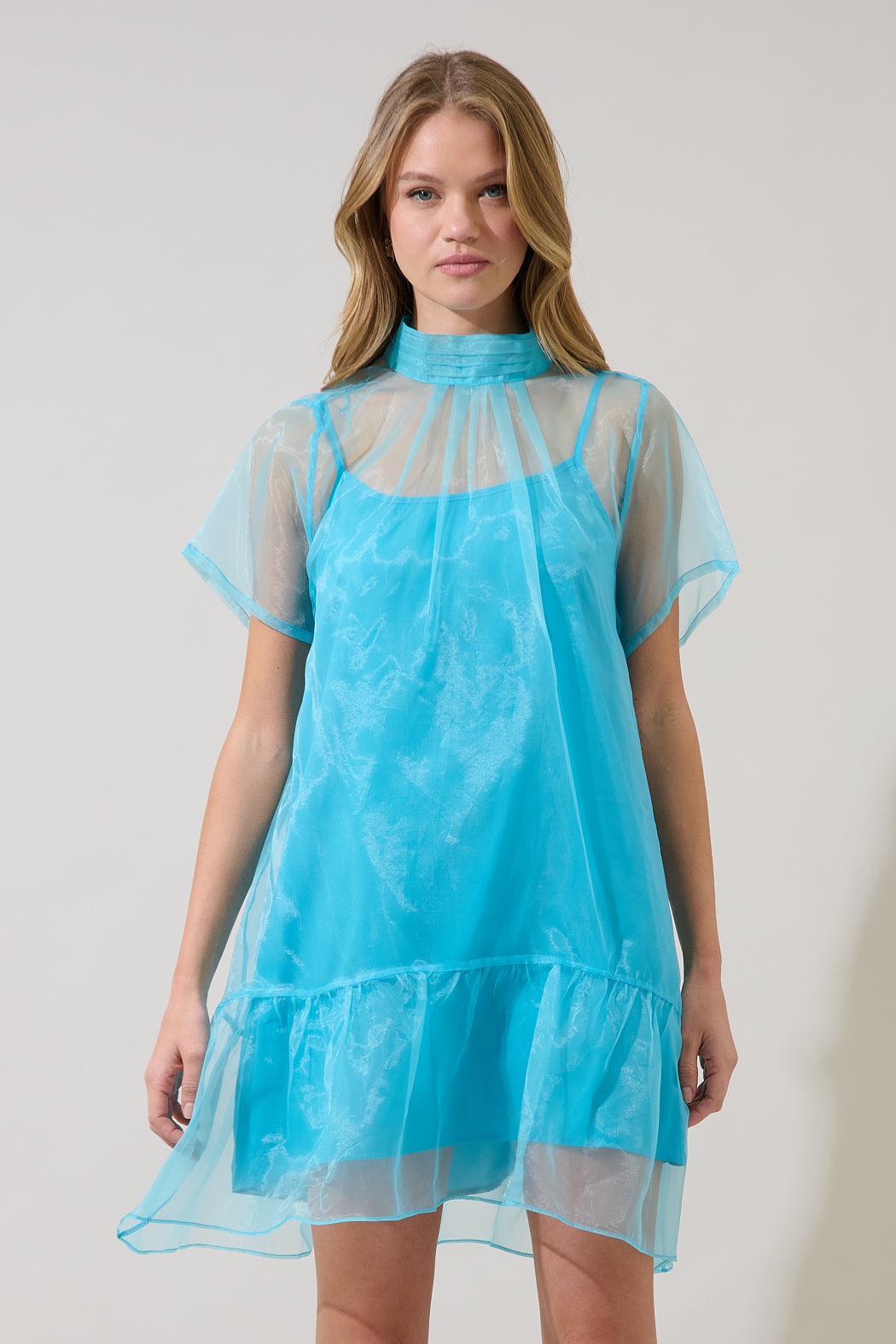 organza a-shaped mini dress GANNI Women's Jacquard Organza A-Shaped Mini Dress in Black GANNI