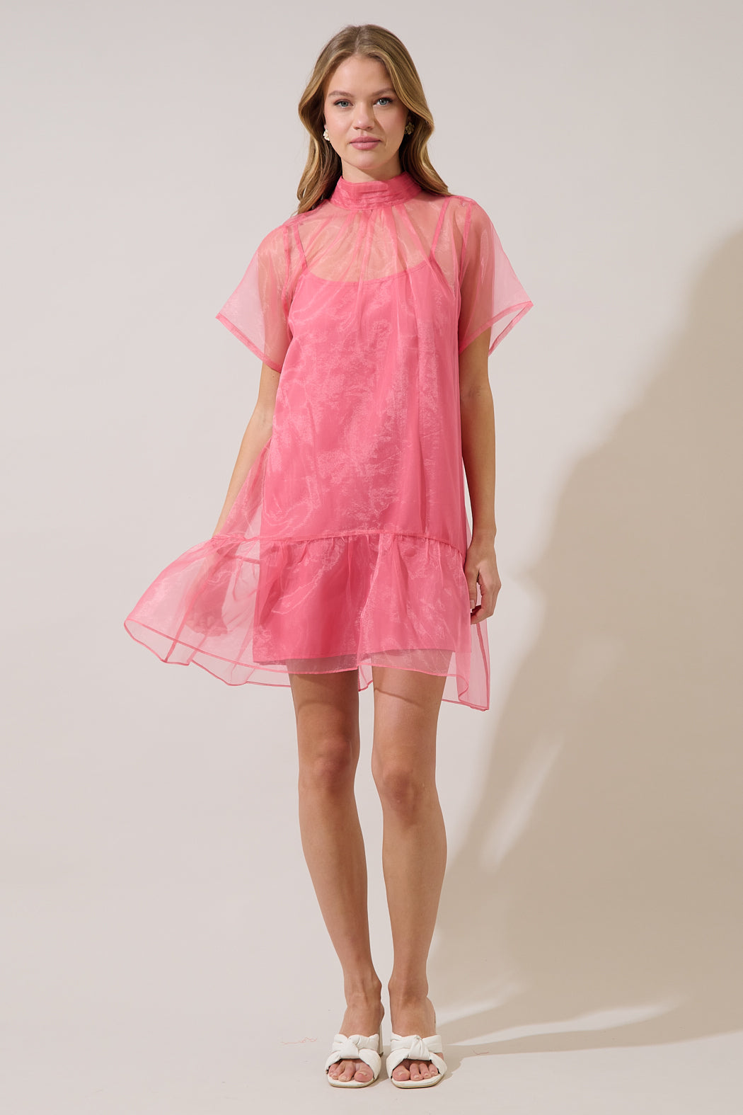 organza a-shaped mini dress Ganni Organza A-Shaped Mini Dress