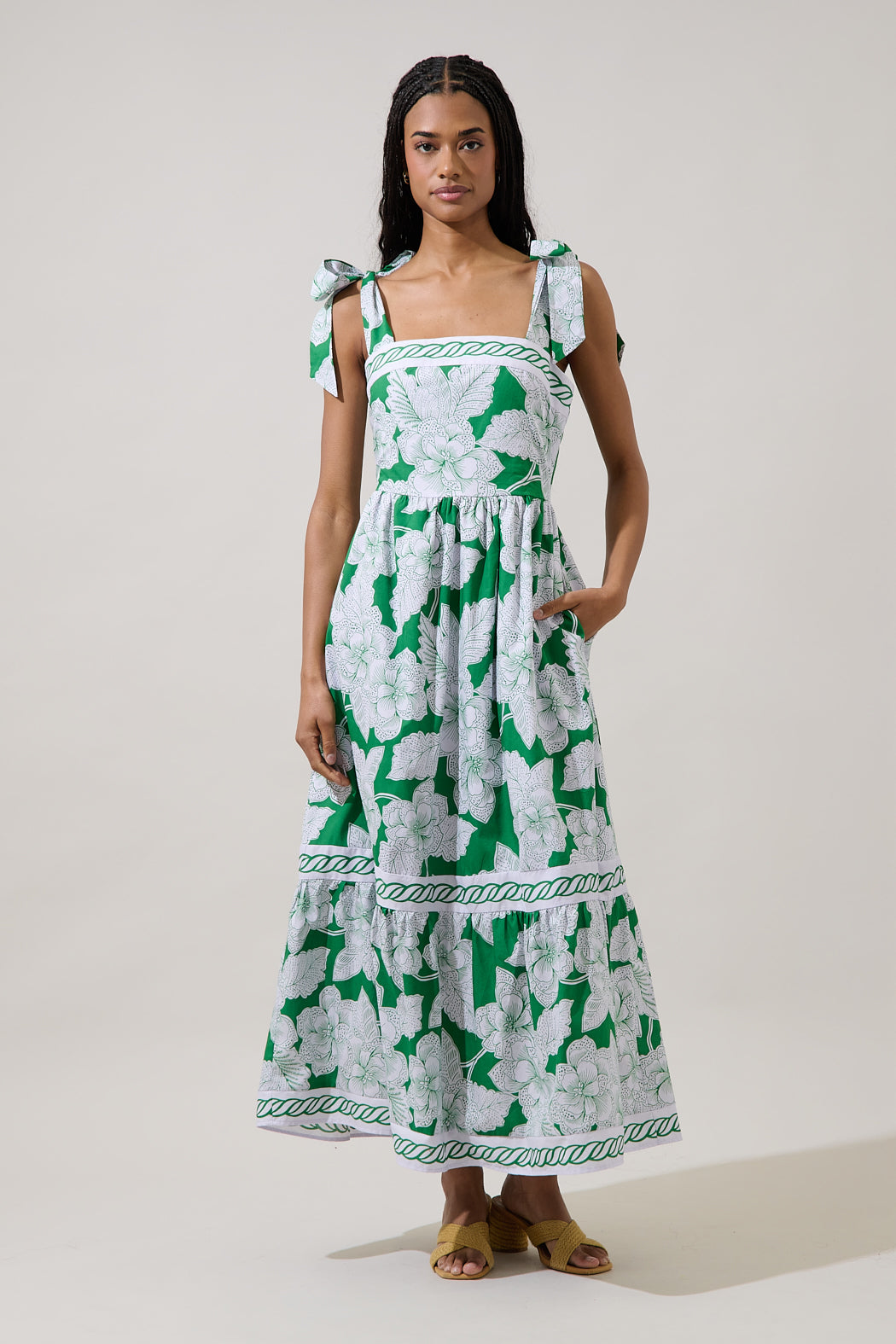 casual maxi floral dress Open-Back Pleated Pink Floral Casual Summer Maxi Dress Blush Pink Floral / Large