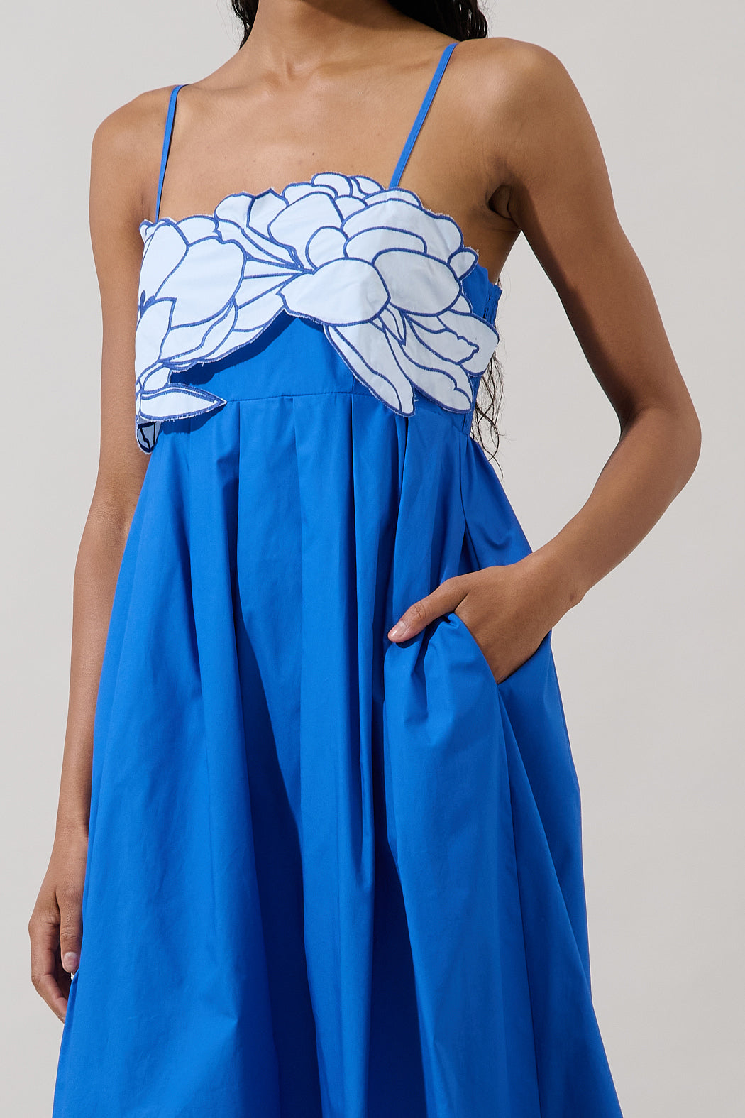 kalani maxi dress Kalani Floral Embroidery Pleated Maxi Dress NAVY / L by Sugarlips