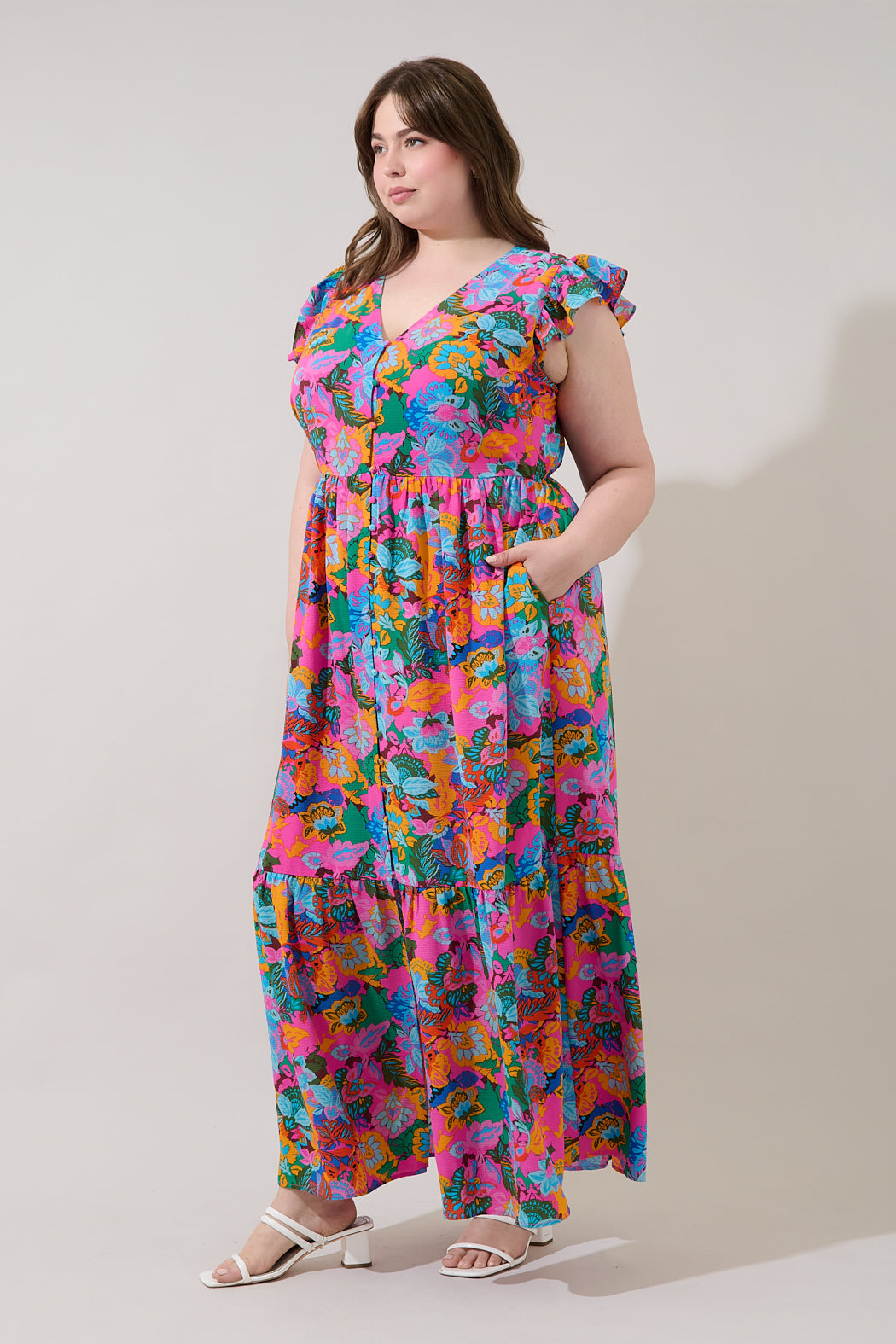 eviana maxi dress floral Eviana Floral Mesh Maxi Dress (Women)