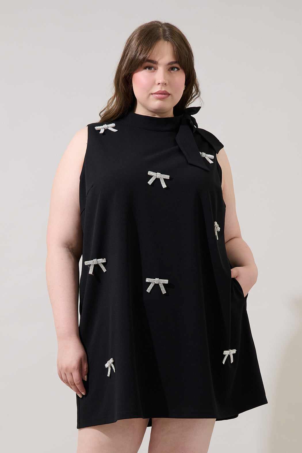 black mini dress curve Yours Curve Black Star Party Tea Dress US 22-24 Womens