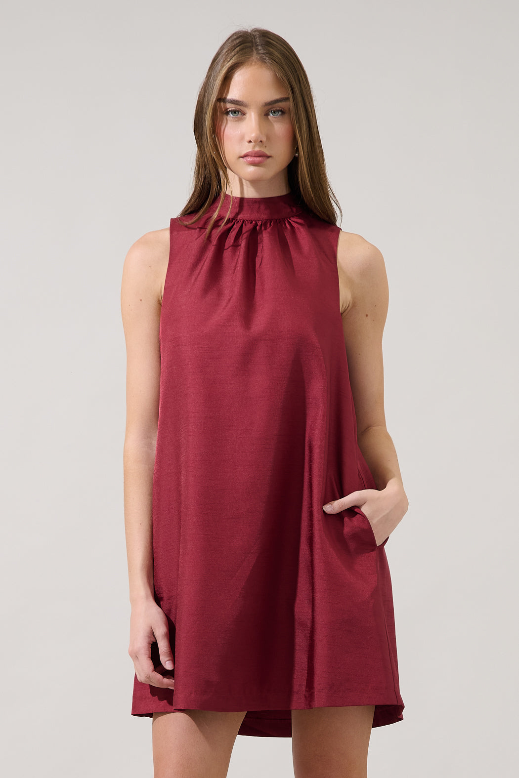 Keyla Trapeze Mini Dress BURGUNDY / XS by Sugarlips Keyla Trapeze Mini Dress BURGUNDY / XS by Sugarlips