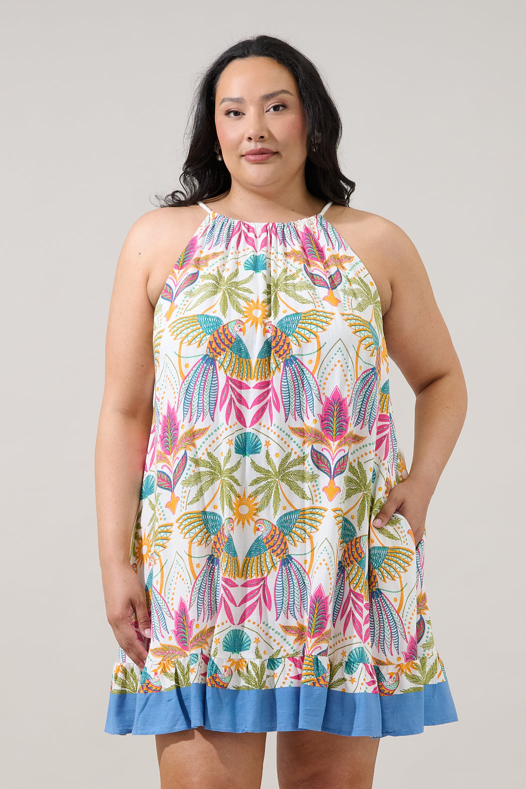 mini tropical dresses for women Cupshe Women's Tropical Leaf Print Wrap Mini Dress-XL-Brown