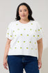 Lemon Embroidered Short Sleeve Sweater Curve
