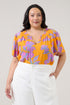 Regine Smocked Short Sleeve Top Floral Curve