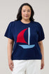 Sail Boat Short Sleeve Sweater Curve