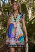 Pattie Ruffle Shift Mini Dress Tropical