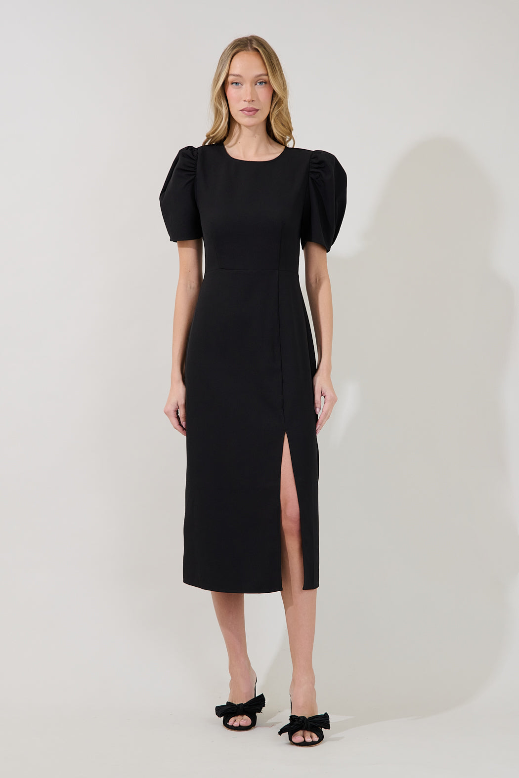 Chelsea Gathered Sleeve Midi Sheath Dress KELLY / XS