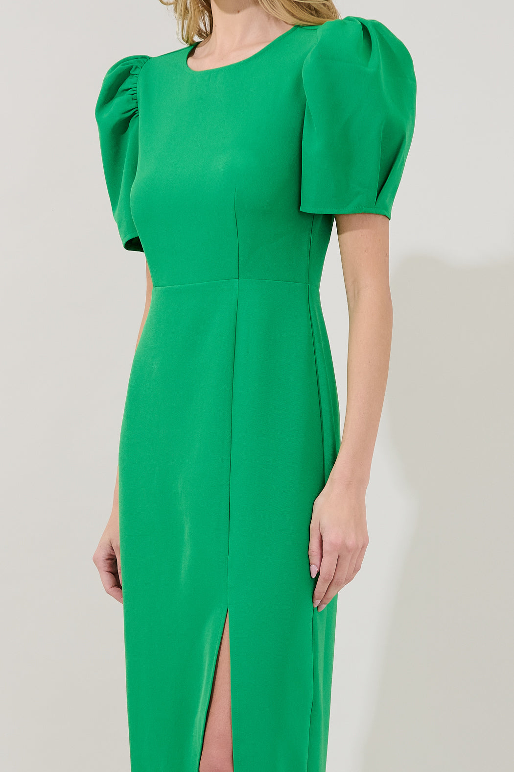 Chelsea Gathered Sleeve Midi Sheath Dress KELLY / XS by Sugarlips Chelsea Gathered Sleeve Midi Sheath Dress KELLY / XS by Sugarlips