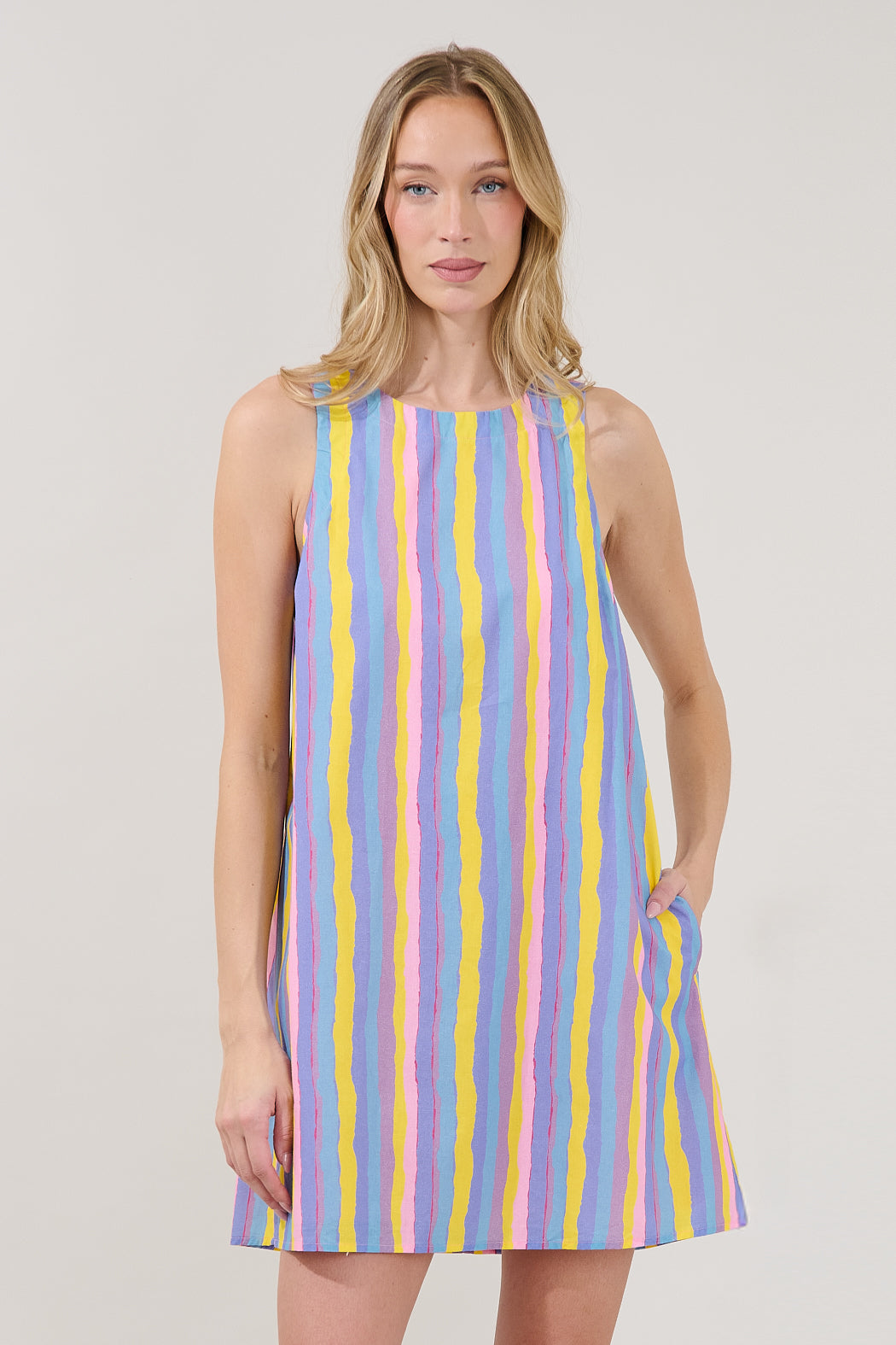 Dillary Striped Shift Mini Dress