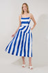 Daira Asymmetrcal Midi Dress Stripe
