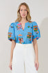 Adi Poplin Split Neck Top Flower Mart