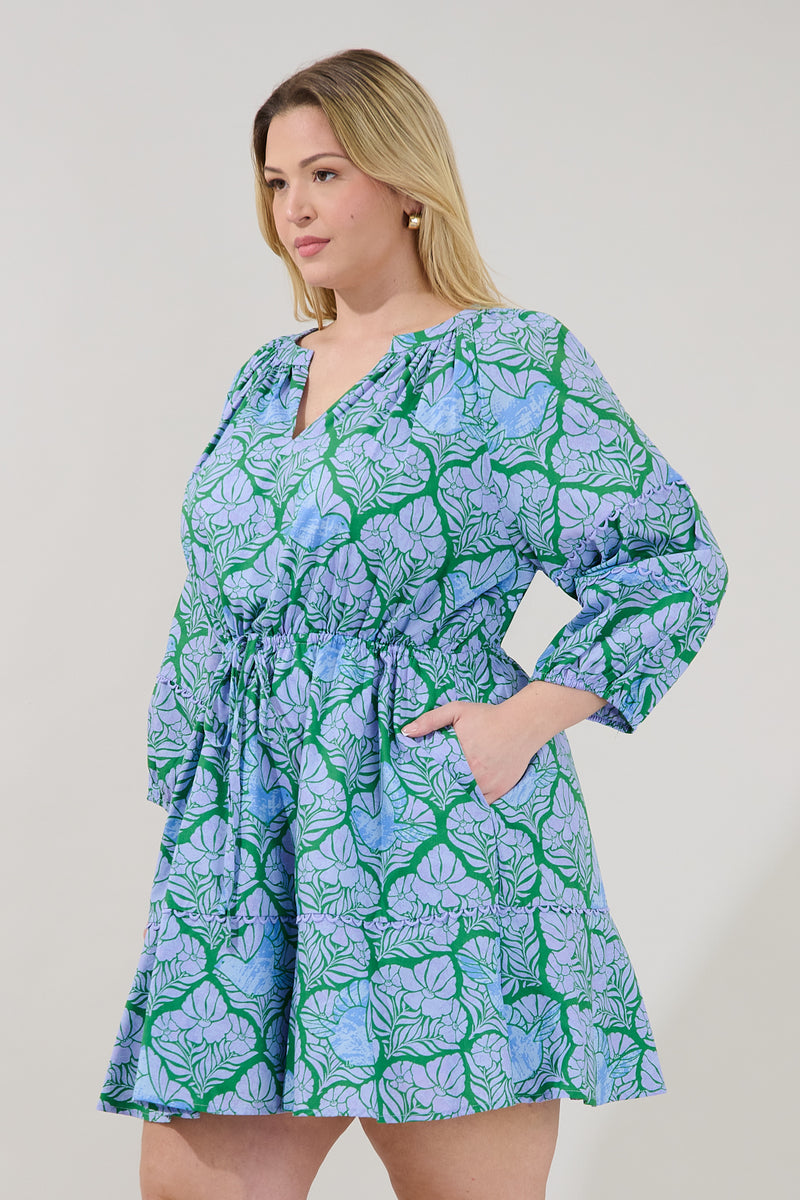 Dabria Split Neck Mini Dress Floral Curve – Sugarlips