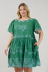 Lurina Embroidered Babydoll Mini Dress Curve
