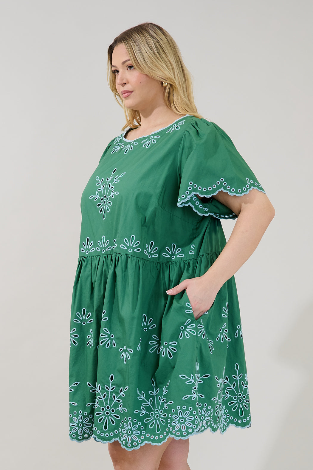 plus size babydoll mini dress Fisoew Plus Size Dress for Women Summer Short Ruffle Sleeve V Neck Dresses Tiered Swing A Line Babydoll Mini Dress Army Green at Amazon Women's Clothing store