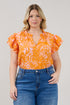 Bellissima Ruffle Sleeve Top Castra Floral Curve