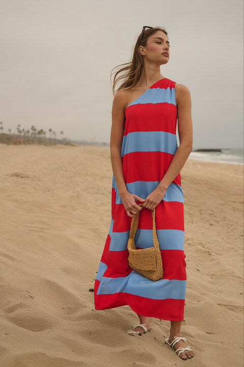 Melina One Shoulder Maxi Dress Stripe Sugarlips Melina One Shoulder Maxi Dress Stripe Sugarlips