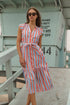Charlotte Button Midi Dress Stripe