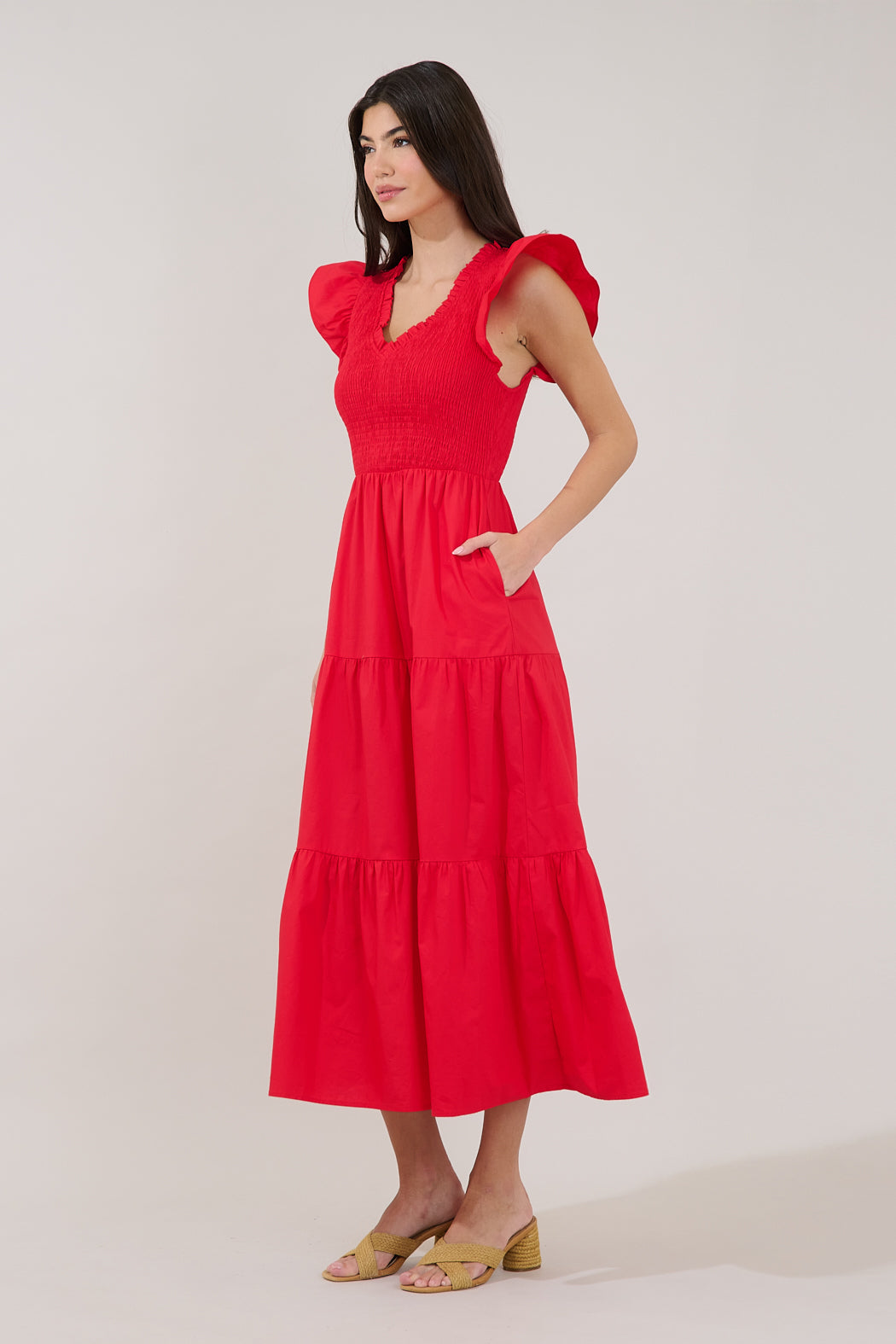 midi red dresses MISSKY Women's 3/4 Sleeve Pocket Loose Casual for Women (XL,Wine) at Amazon Women's Clothing store The midi length and flowy silhouette offer both style and comfort ASOS Design Racer Neck Midi