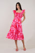 Girona Smocked Ruffle Midi Dress Floral