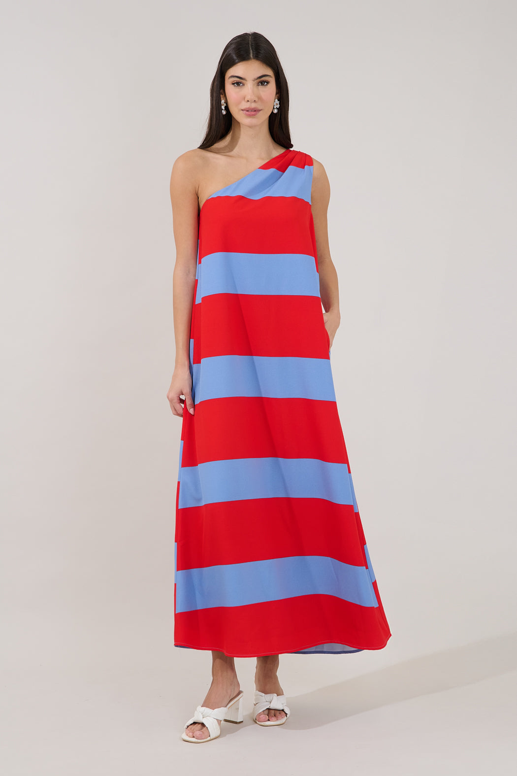 one shoulder stripe dress Cassidy Stripe One Shoulder Mini Dress