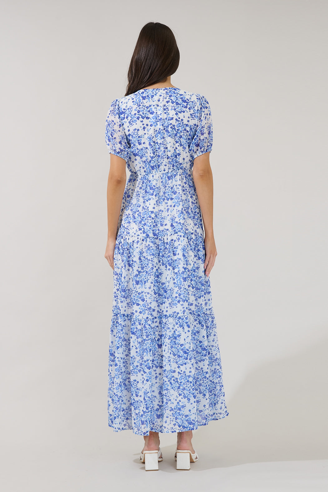 Monaco Tiered Floral V-Neck Maxi Dress
