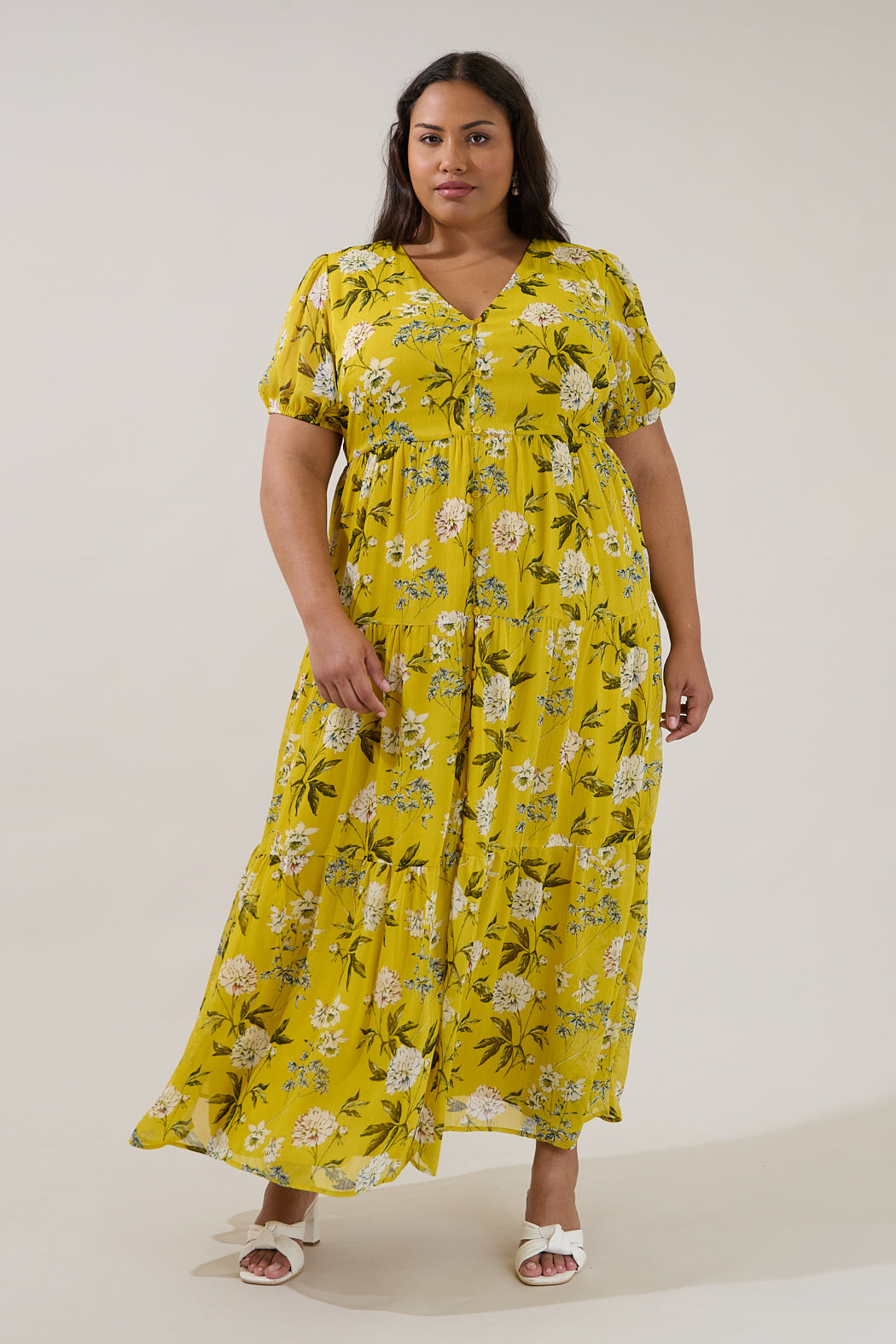 Tiered Maxi Dress Verisa Floral Curve GOLD-MULTI / 3X