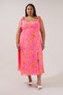 Viejo Tie Strap Midi Dress Hot Rod Floral Curve