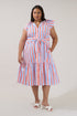 Charlotte Button Midi Dress Stripe Curve