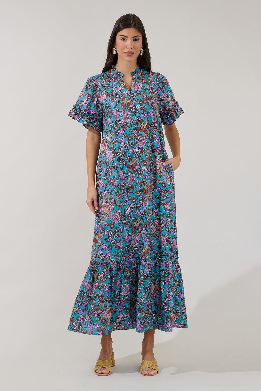 Alna Button Up Midi Dress Berlin Floral – Sugarlips