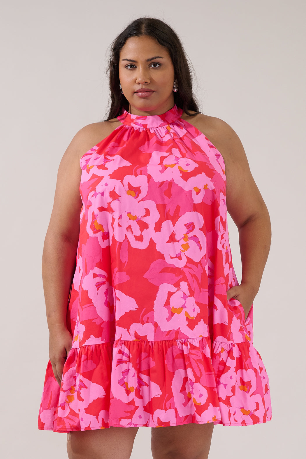 plus size halter mini dress Della Halter Mini Dress Floral Curve – Sugarlips