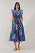 Virna Ruffle Midi Dress Tropical