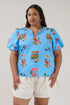 Adi Poplin Split Neck Top Flower Mart Curve