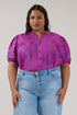 Court Button Down Top Floral Curve