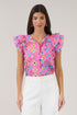 Sammi Button Down Ruffle Top Pixel