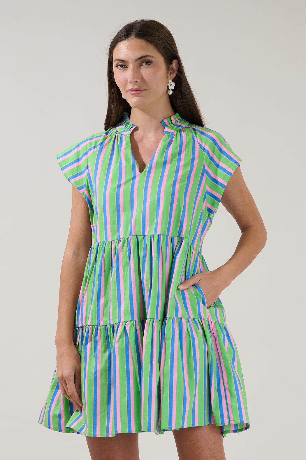 poplin tiered mini dress Juliet Dunn | Poplin Tiered Mini Dress Paloma