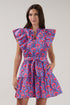 Rosy Ruffle Mini Dress Floral