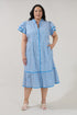 Davie Button Down Midi Dress Floral Curve