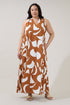Rubi Halter Neck Maxi Dress Abstract Curve