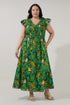 Merlin Smocked Midi Dress Tropical Curve