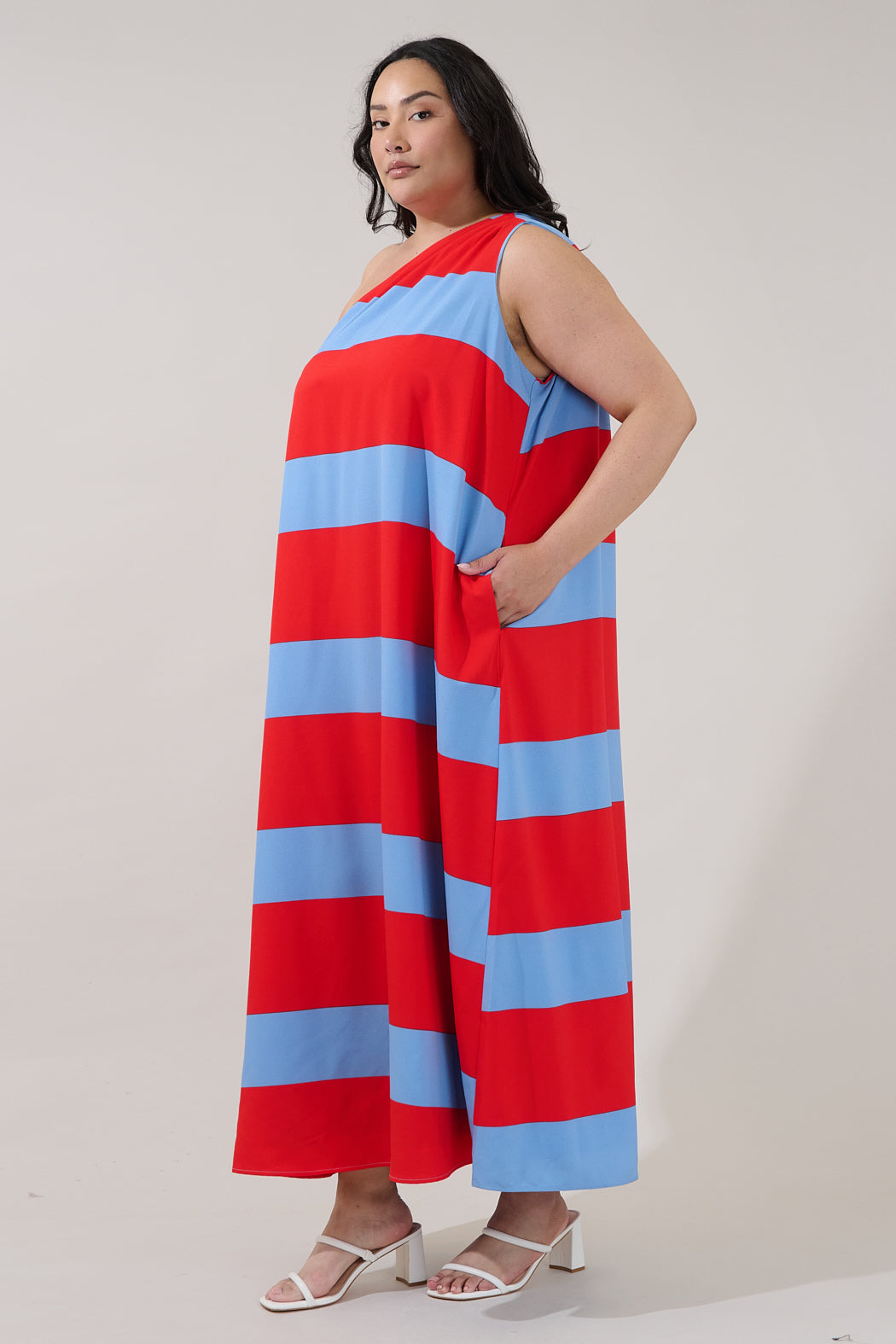 Melina One Shoulder Maxi Dress Stripe Curve – Sugarlips Melina One Shoulder Maxi Dress Stripe Curve – Sugarlips