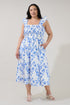 Heidi Smocked Midi Dress Bluebell Floral Curve